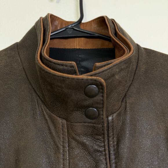 Remy Lambskin Leather Jacket Womens Large Brown Full Zip Snap Handcrafted USA - Picture 6 of 15